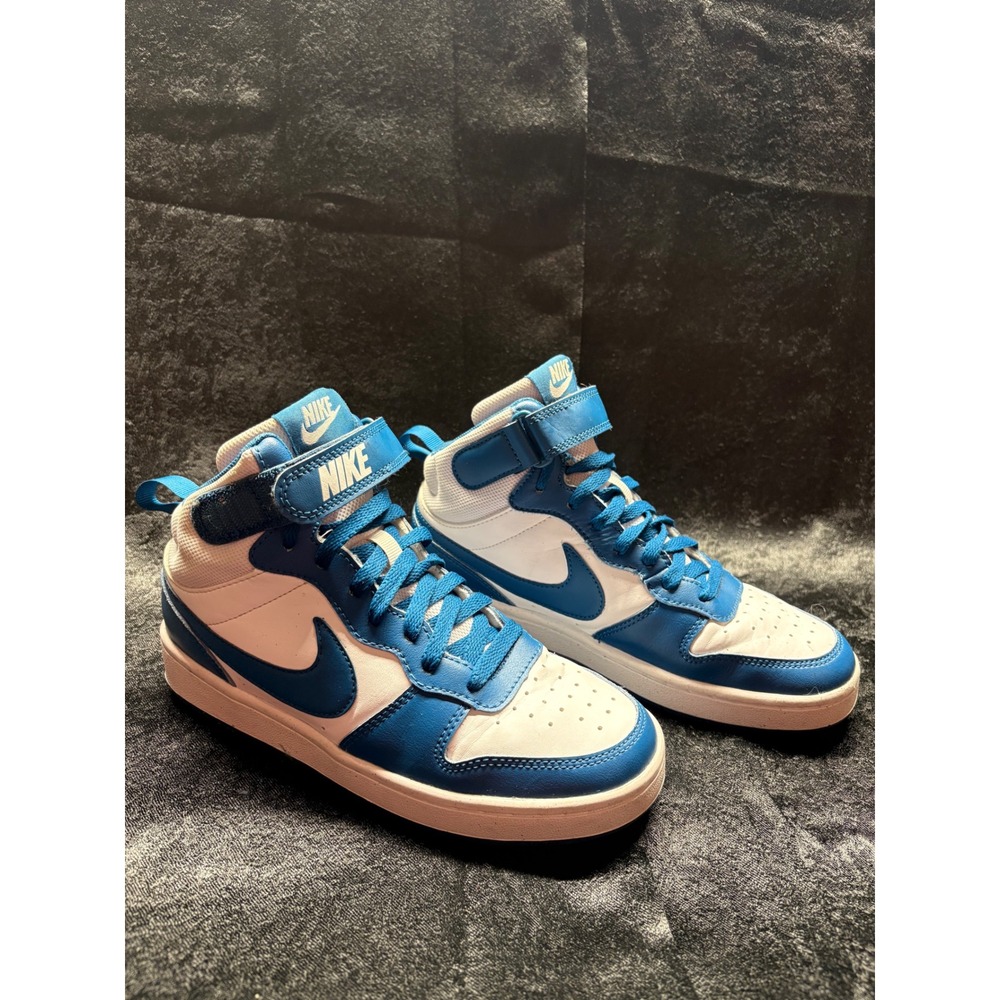 Nike Court Borough Mid 2‎ White Blue High Top Sneakers CD7782-108 Mens 6Y